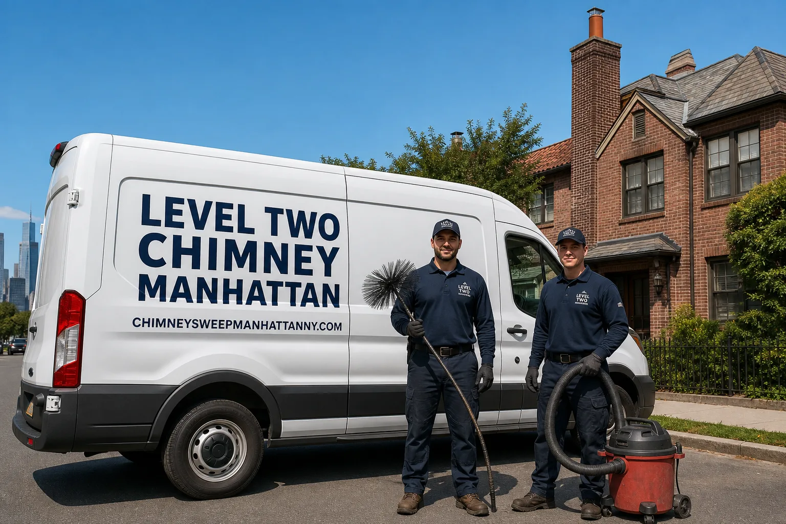 Level Two Chimney Manhattan chimney cleaning service vehicle and crew in Manhattan, NY
